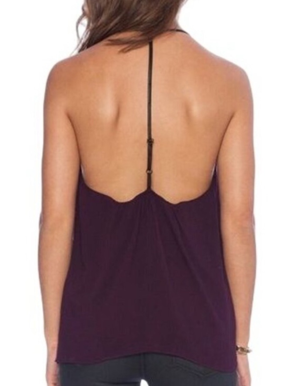 Alice + Olivia Guenda Black V-Neck Camisole with Leather Racerback straps - Picture 3 of 13